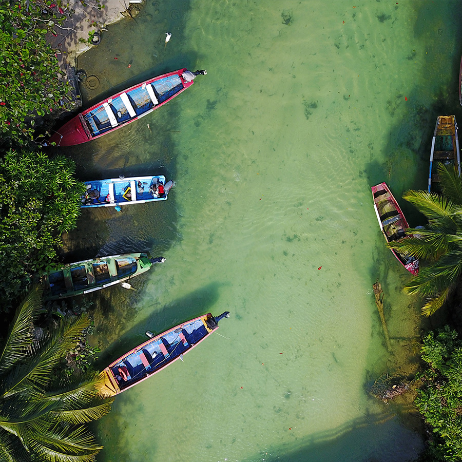 Aerial shot of White River, Ocho Rios, Jamaica