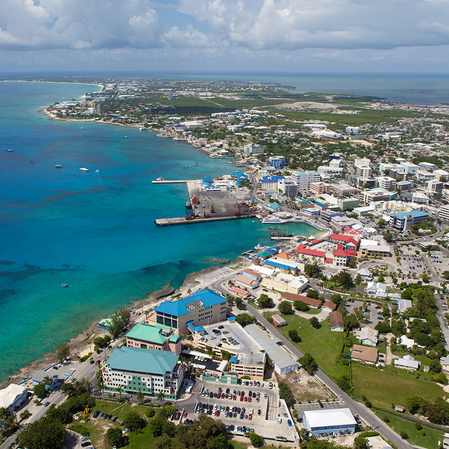 Aerial view financial district Grand Cayman, Cayman Islands