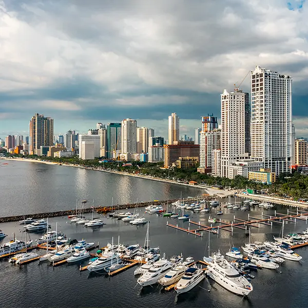 Cityscape of Manila It is the capital of the Philippines is a densely populated bayside city on the island of Luzon