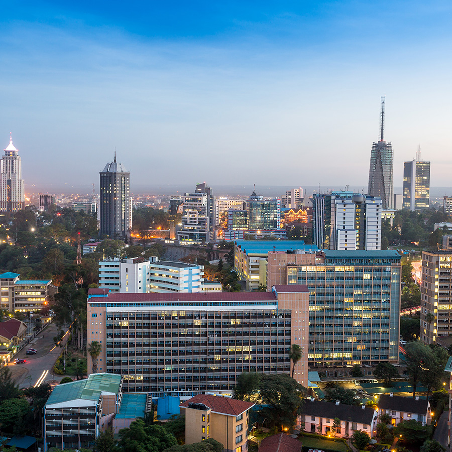 Modern Nairobi cityscape - capital city of Kenya, East Africa