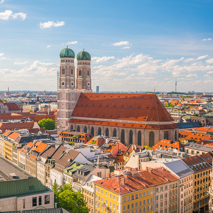 munich historical center panoramic aerial cityscape view in germany