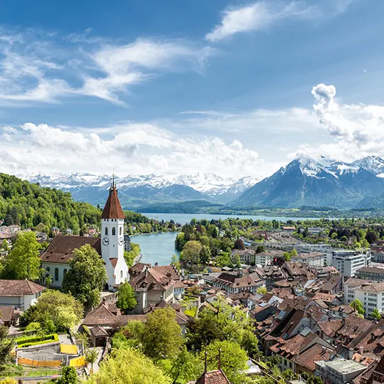 The historic city of Thun in the canton of Bern in Switzerland