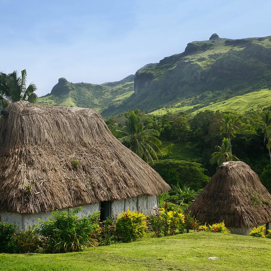 Traditional houses of Navala village Viti Levu island Fiji
