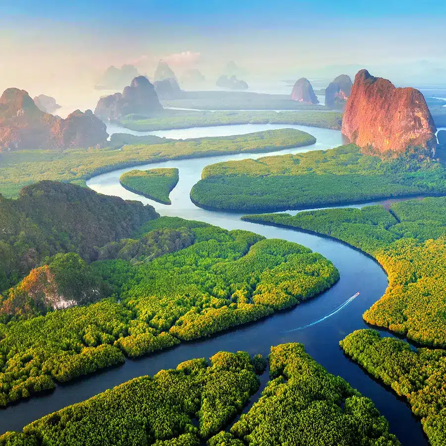 phang-nga-bay-with-mountains-at-sunrise-in-thailand